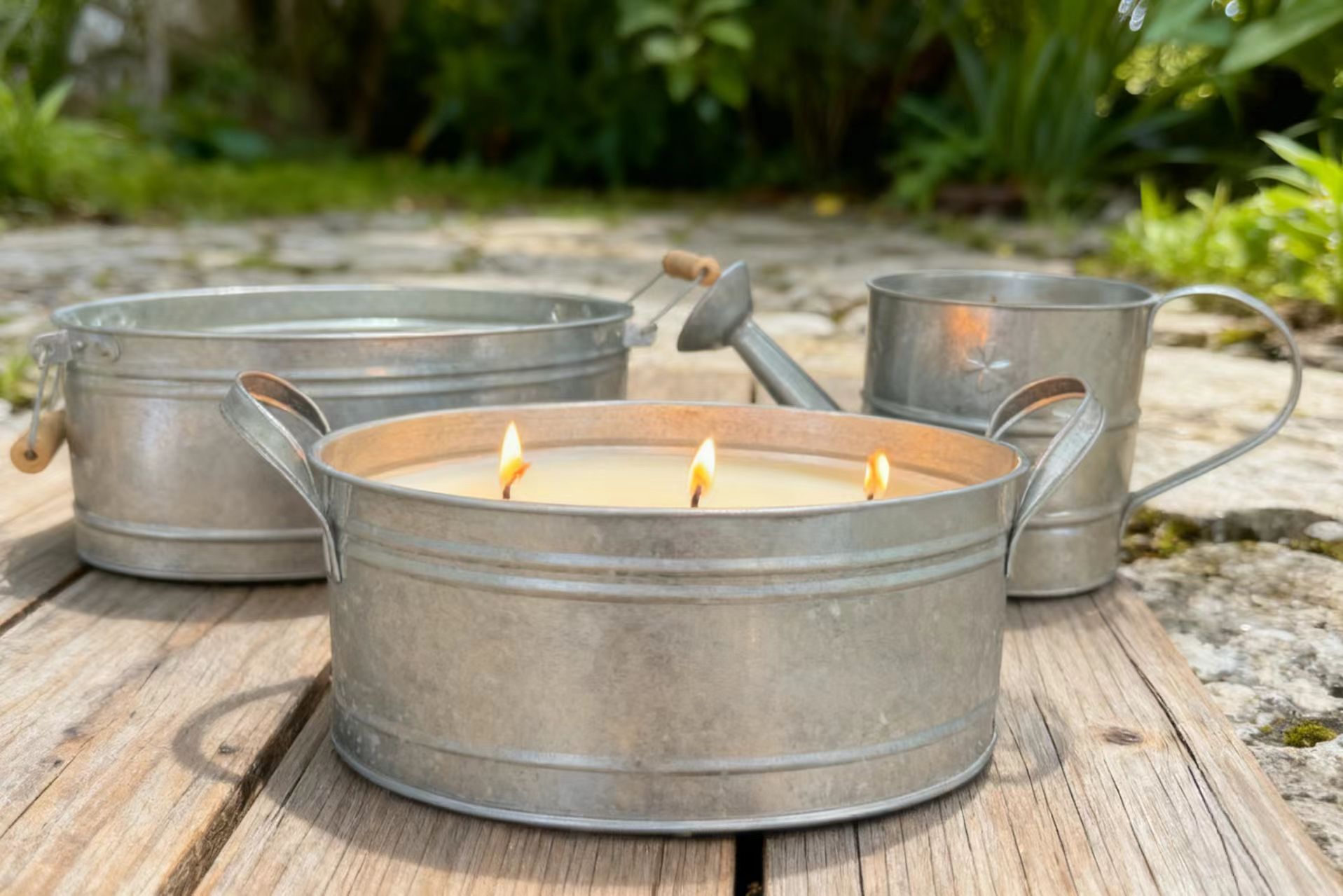 Galvanzied tin Buckets Candles